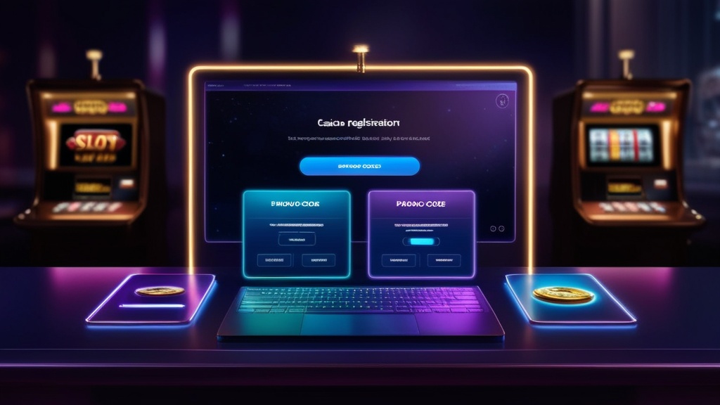 Interfaccia casinò con campo codice promo e luci al neon