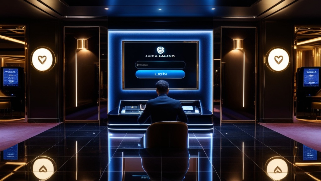 Schermo di accesso con atmosfera da casinò e luci neon