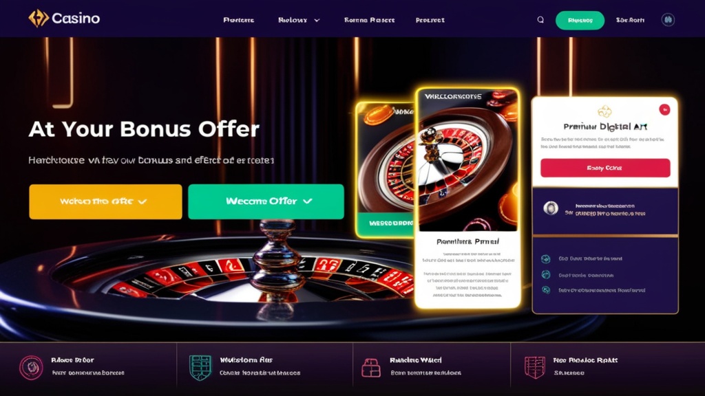 Pannello bonus con offerte di benvenuto in stile casinò