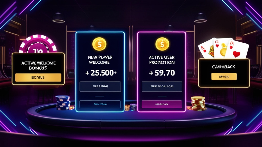 Schermo casinò con promo di benvenuto e offerte per utenti attivi